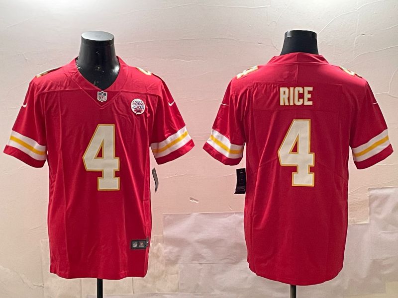 Men Kansas City Chiefs #4 Rice Red Second generations 2025 Nike Limited NFL Jersey style 1